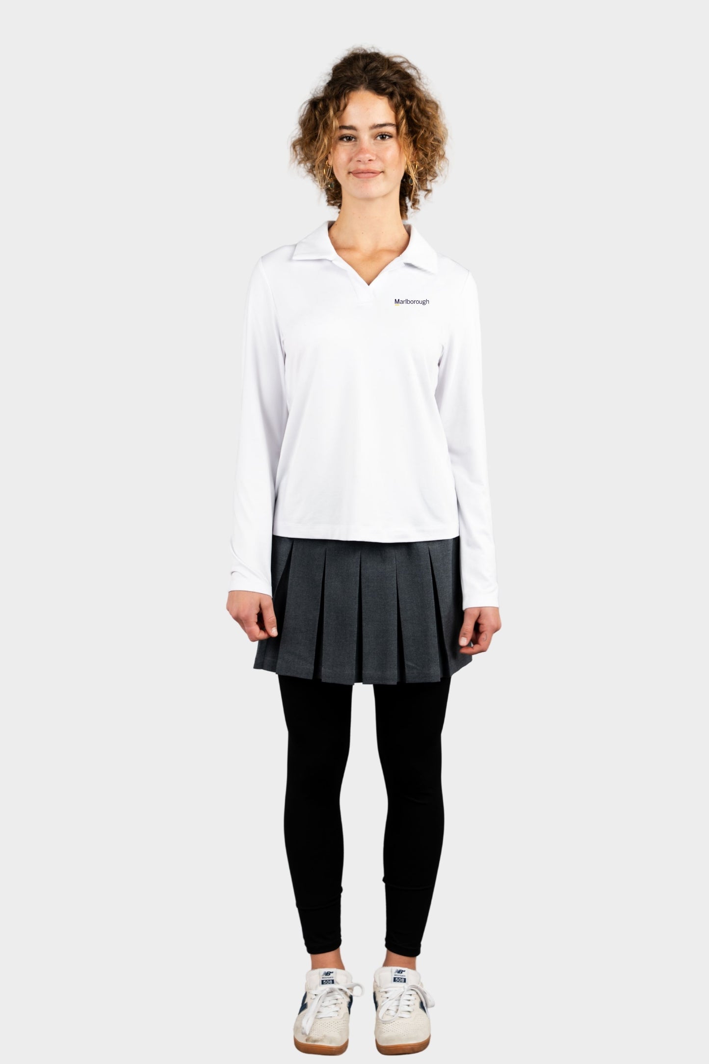 Marlborough Cozy Long Sleeve Polo White
