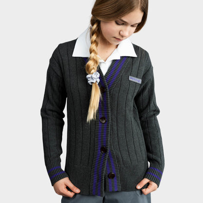 Marlborough Letterman V-Neck Cardigan Charcoal
