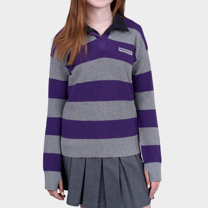 Marlborough Striped Rugby Polo Pullover Charcoal