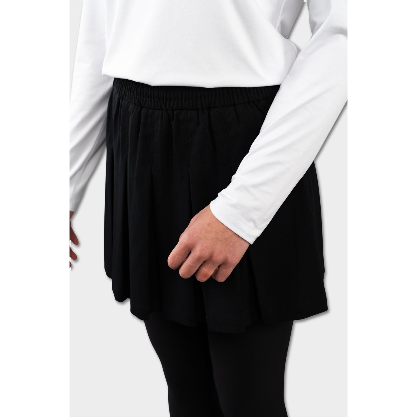 Modern Pleated Skirt with Long Leggings Black