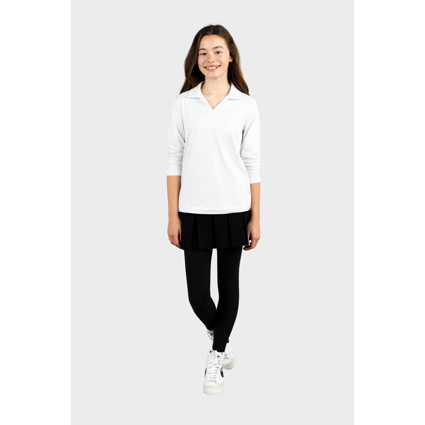 Modern Pleated Skirt with Long Leggings Black