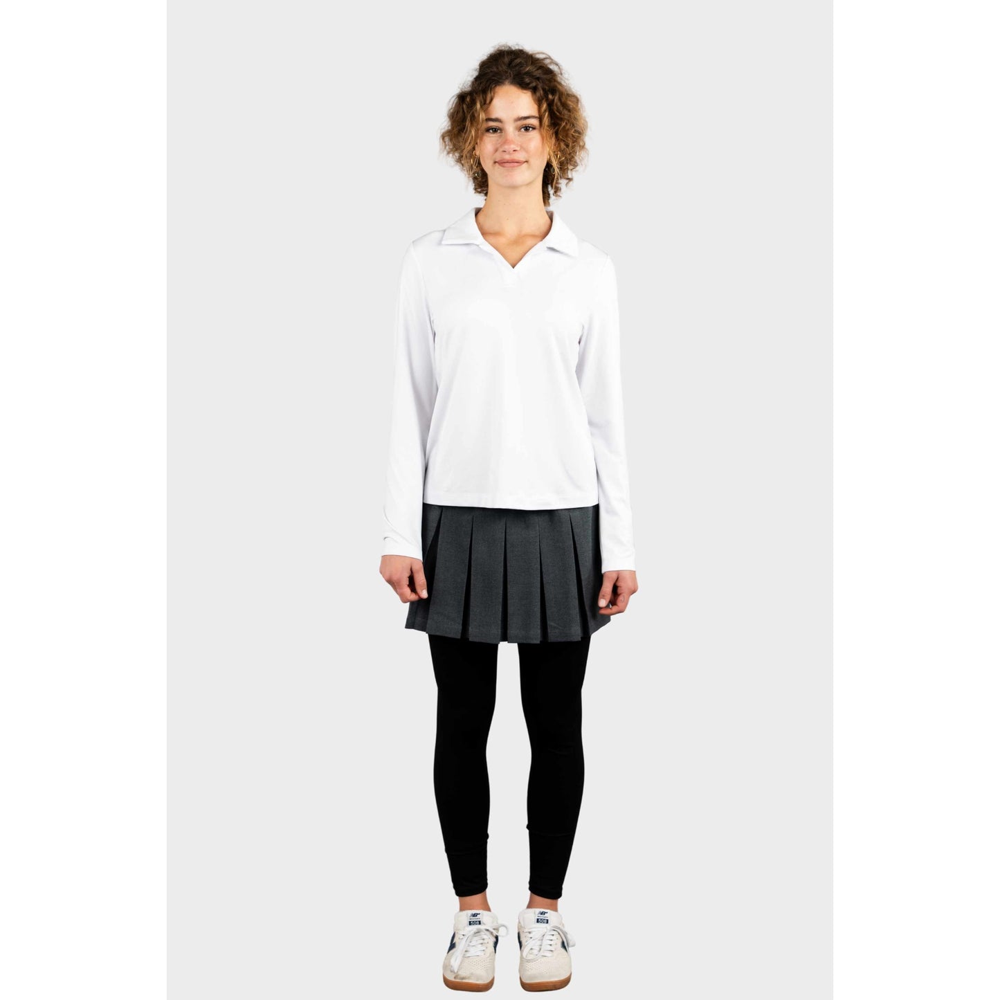 Modern Pleated Skirt with Long Leggings Charcoal