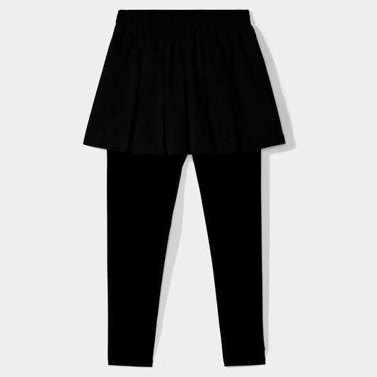 Modern Pleated Skirt with Long Leggings Black