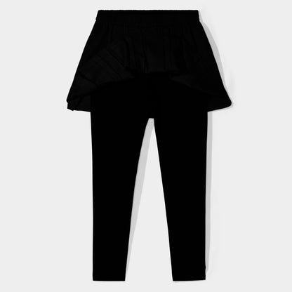 Modern Pleated Skirt with Long Leggings Black