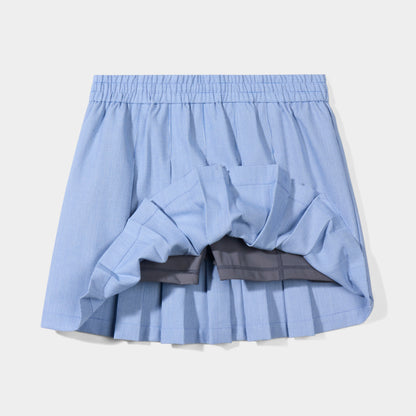 Modern Pin Feather Skirt with Bike Shorts Blue