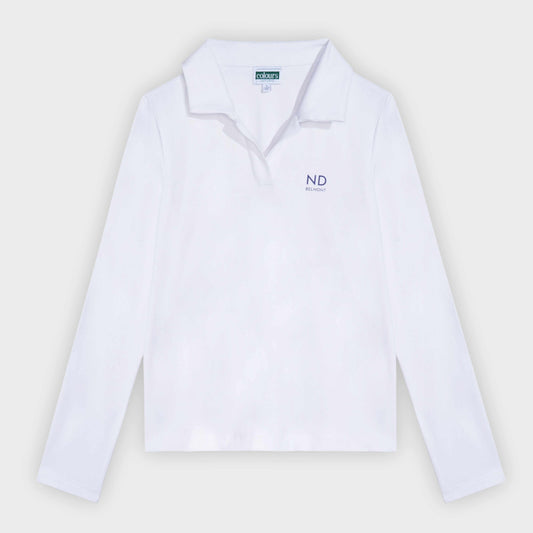 NDB Cozy Long Sleeve Polo White