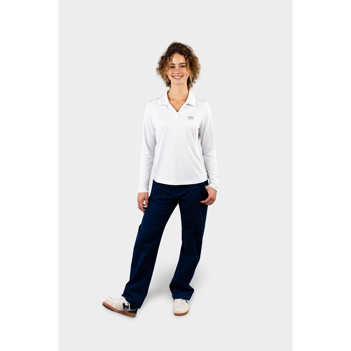 NDB Cozy Long Sleeve Polo White