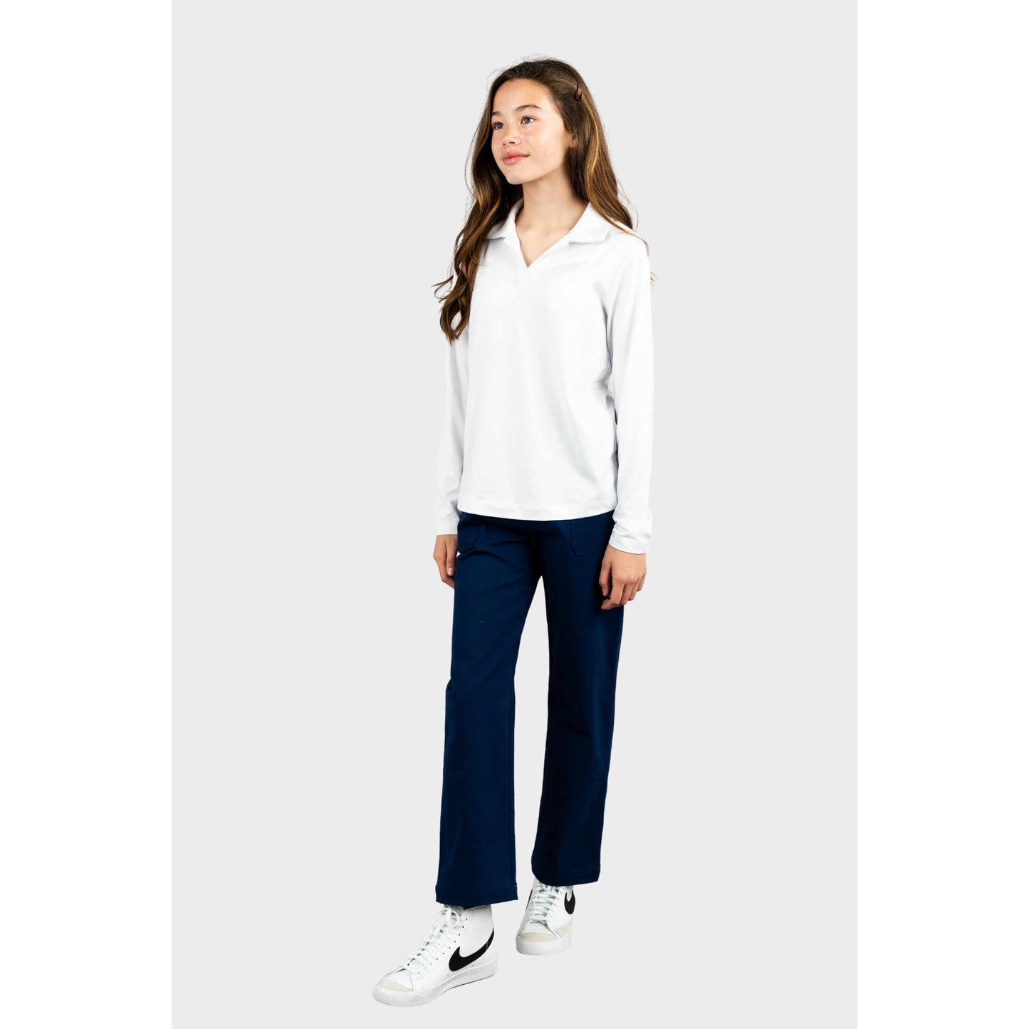 NDB Cozy Long Sleeve Polo White