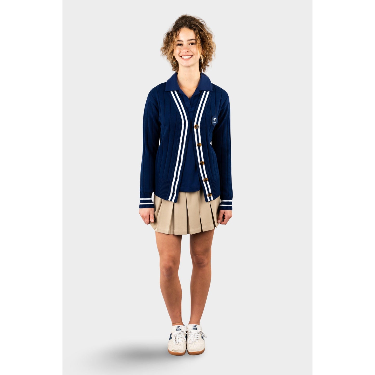 NDB Letterman V-Neck Cardigan Navy