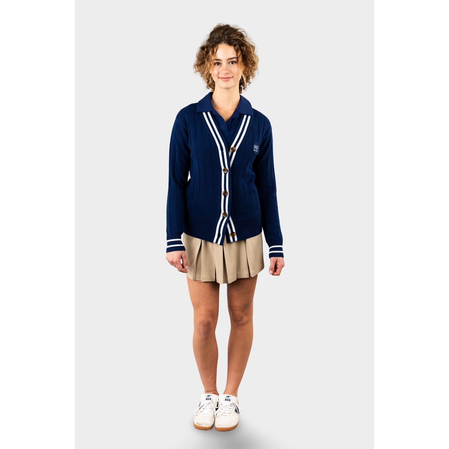 NDB Letterman V-Neck Cardigan Navy