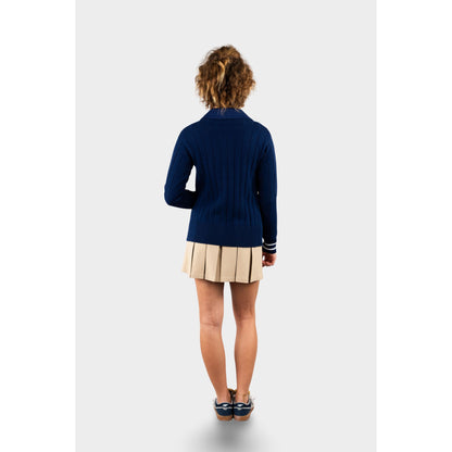 NDB Letterman V-Neck Cardigan Navy