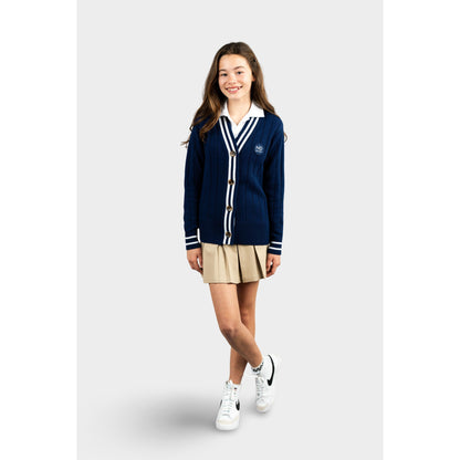 NDB Letterman V-Neck Cardigan Navy