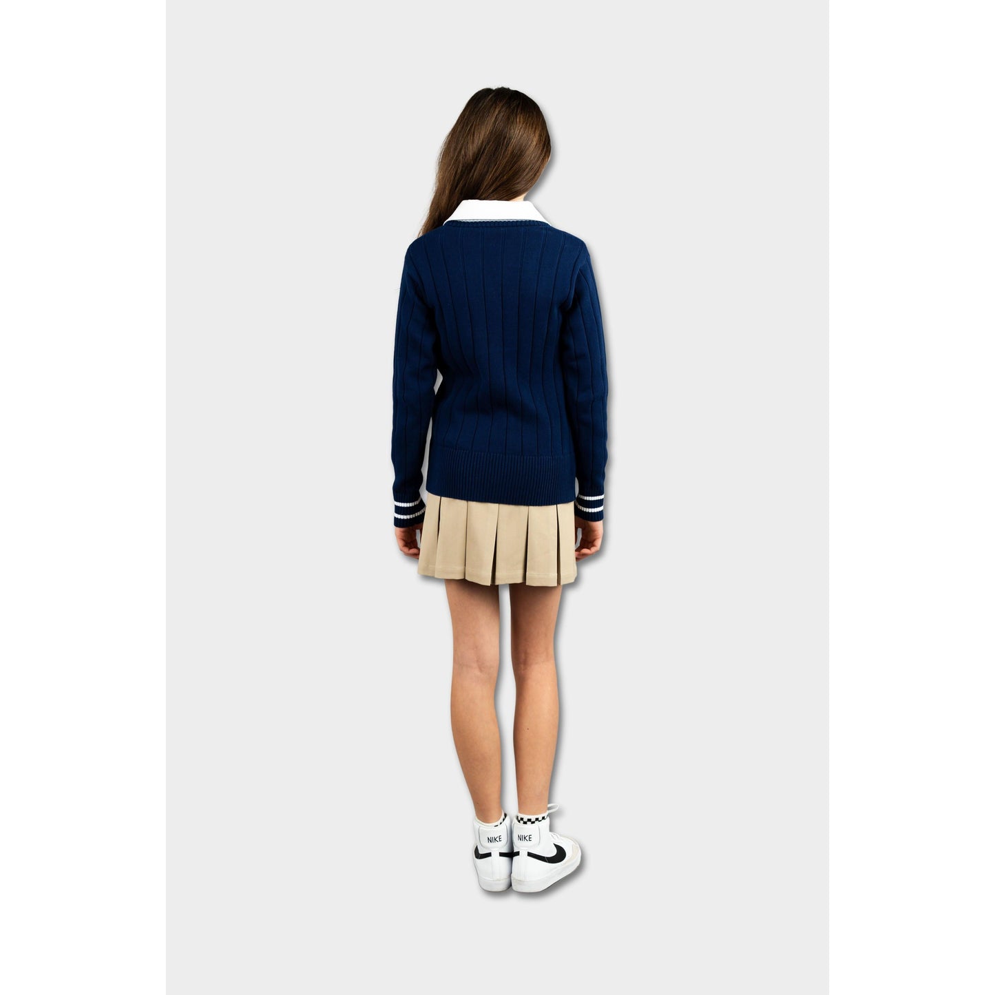 NDB Letterman V-Neck Cardigan Navy