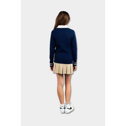 NDB Letterman V-Neck Cardigan Navy