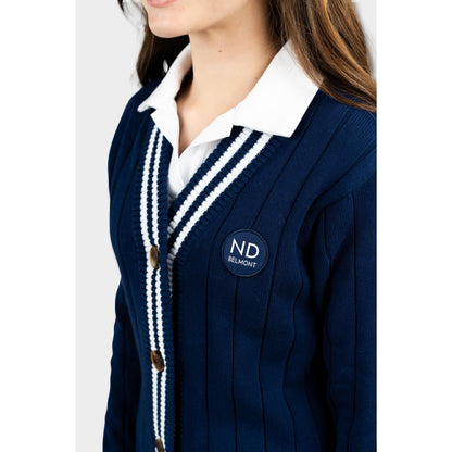 NDB Letterman V-Neck Cardigan Navy