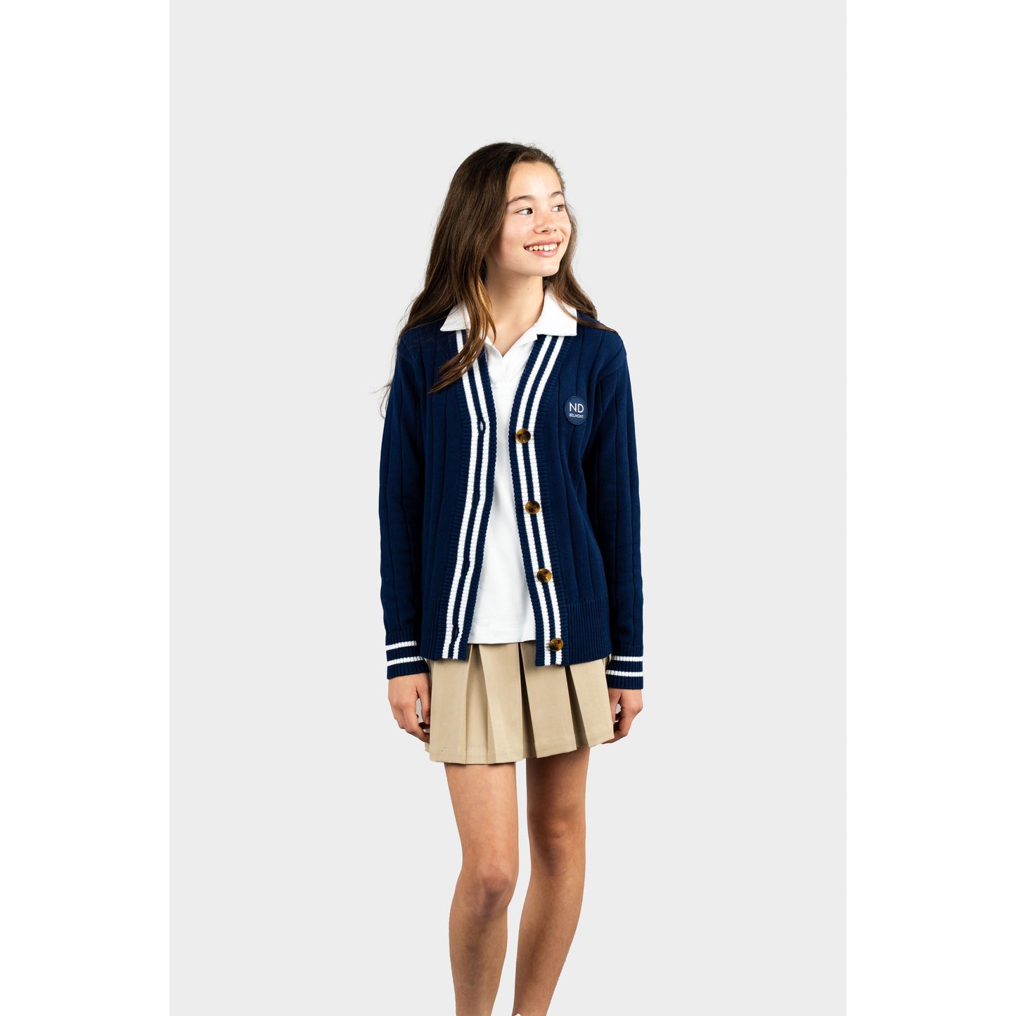 NDB Letterman V-Neck Cardigan Navy