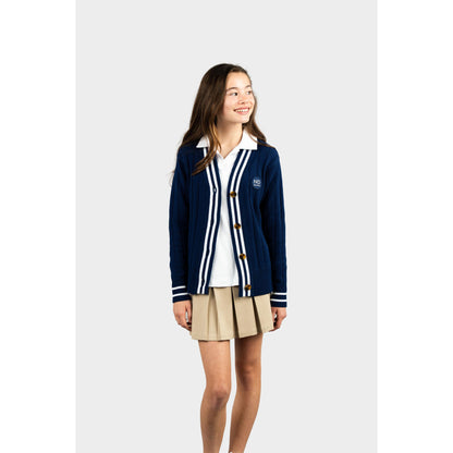 NDB Letterman V-Neck Cardigan Navy