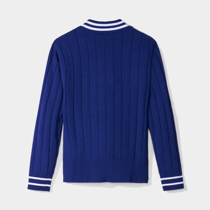 NDB Letterman V-Neck Cardigan Navy