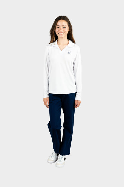 NDB Cozy Long Sleeve Polo White