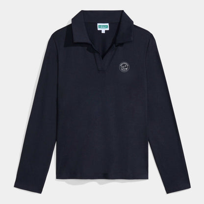 Regina Dominican Cozy Long Sleeve Polo Black