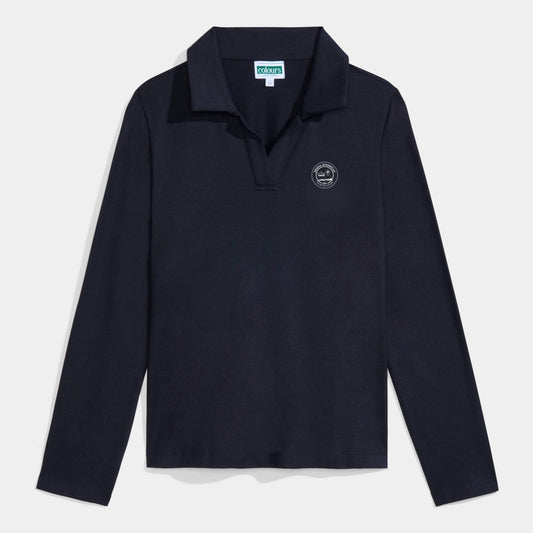 Regina Dominican Cozy Long Sleeve Polo Black