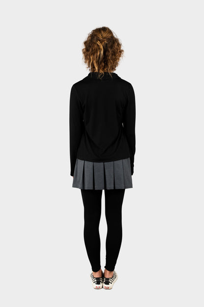 Regina Dominican Cozy Long Sleeve Polo Black