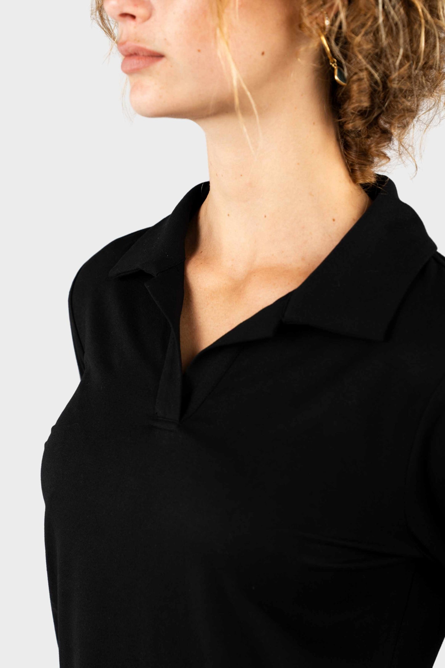 Regina Dominican Cozy Long Sleeve Polo Black