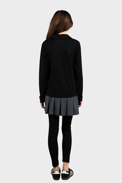 Regina Dominican Cozy Long Sleeve Polo Black
