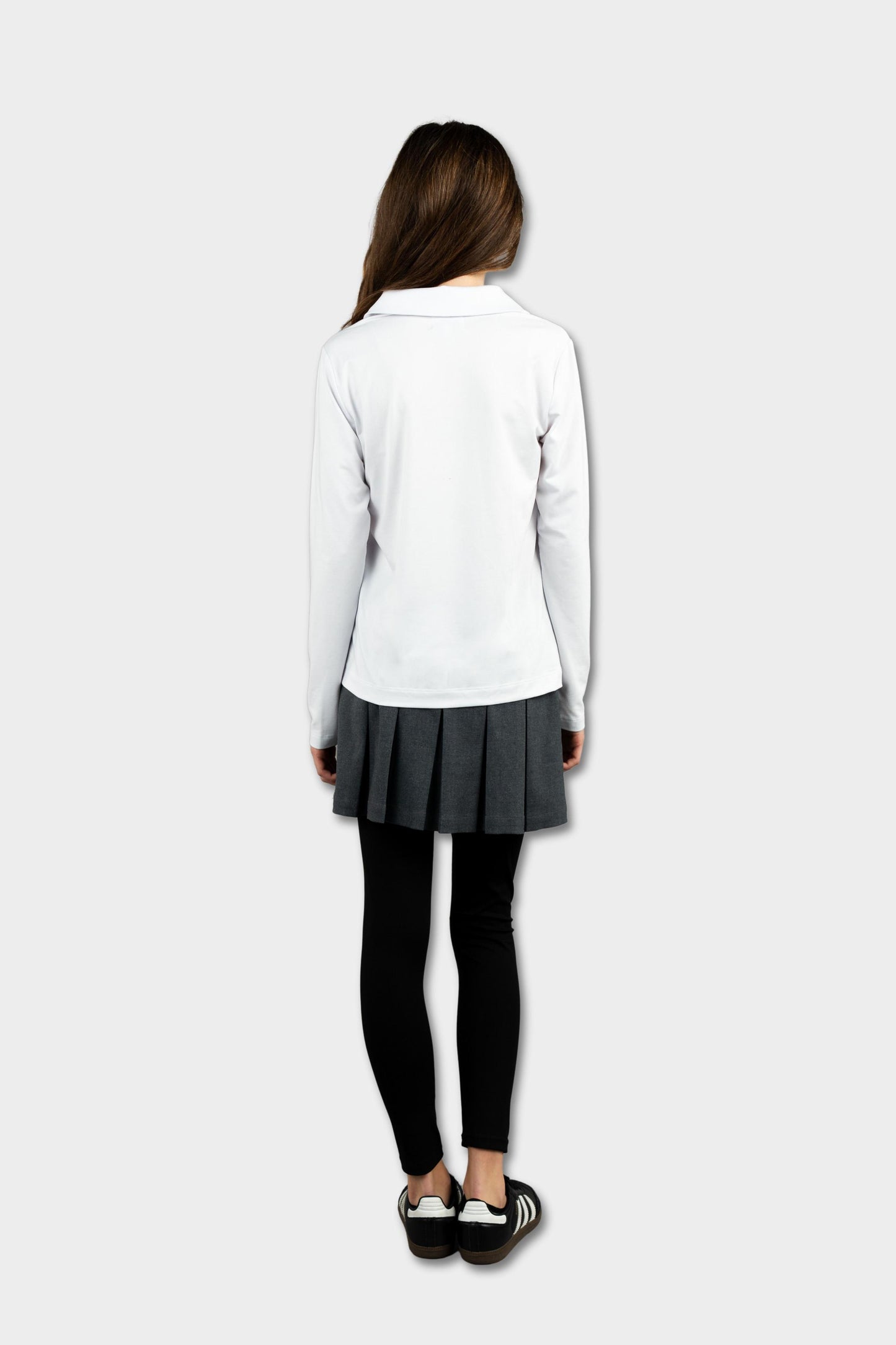 Regina Dominican Cozy Long Sleeve Polo White
