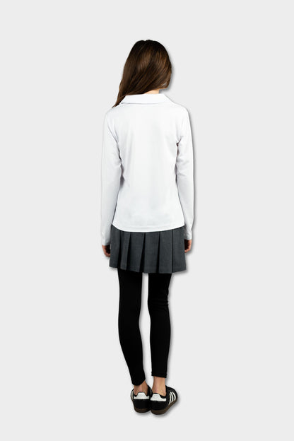 Regina Dominican Cozy Long Sleeve Polo White