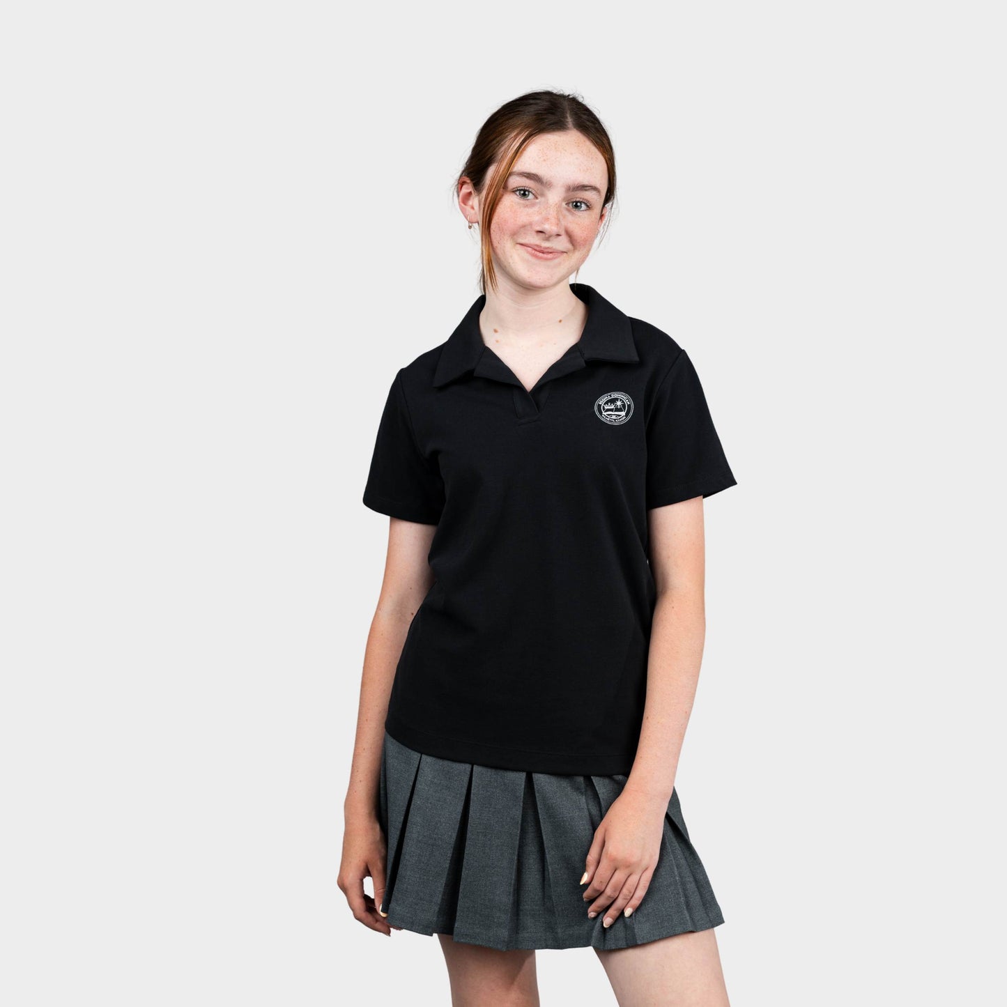 Regina Dominican Breezy Tailored Short Sleeve Polo Black