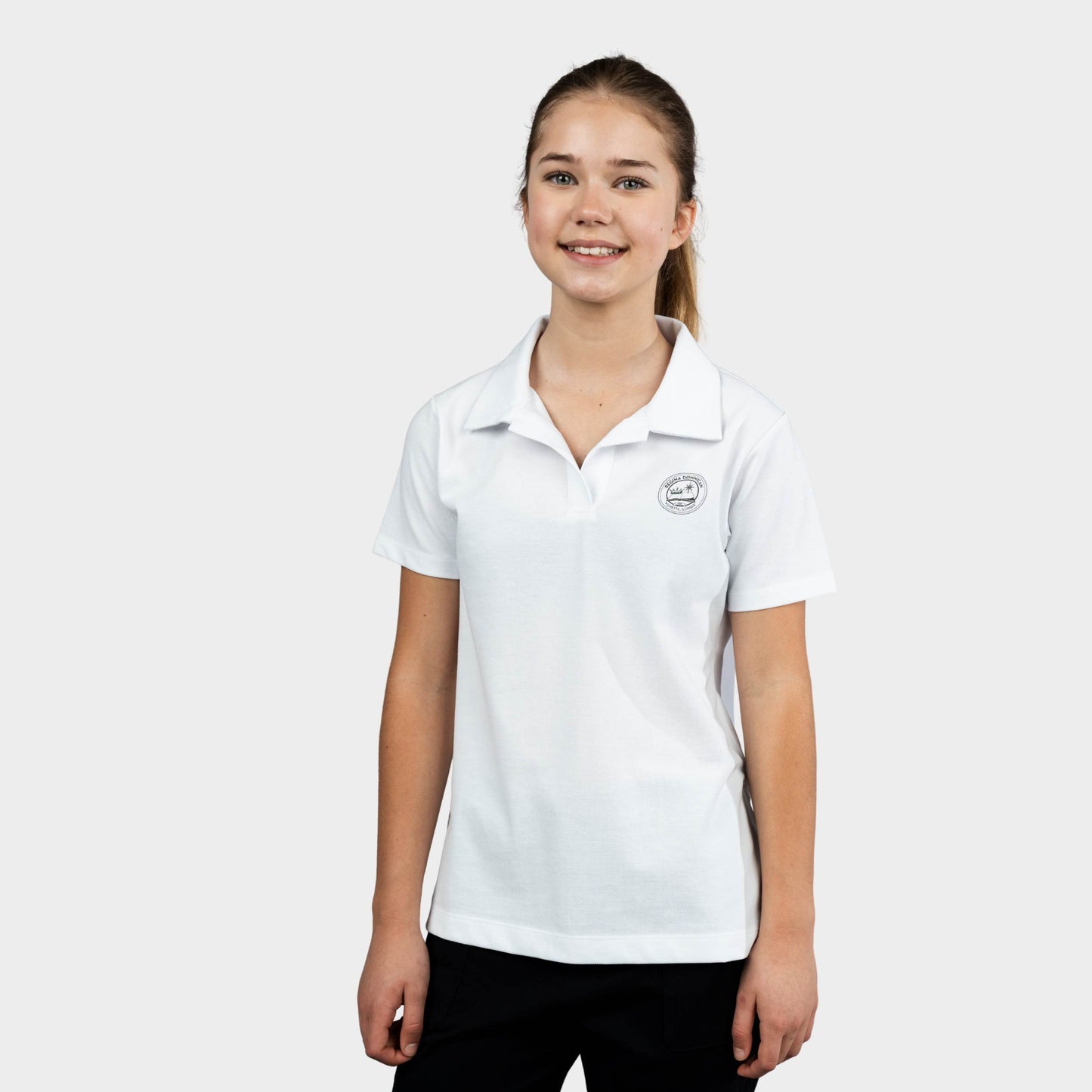 Regina Dominican Breezy Tailored Short Sleeve Polo White