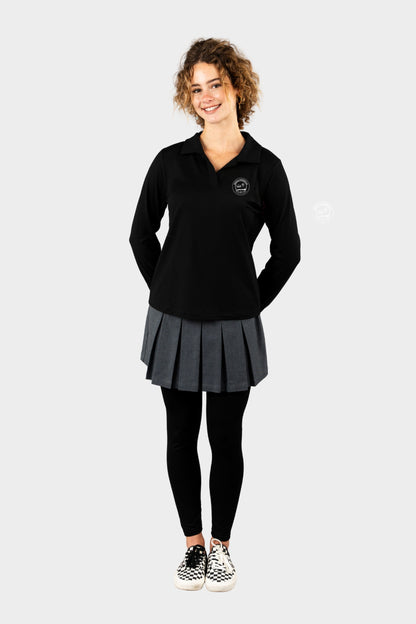 Regina Dominican Cozy Long Sleeve Polo Black