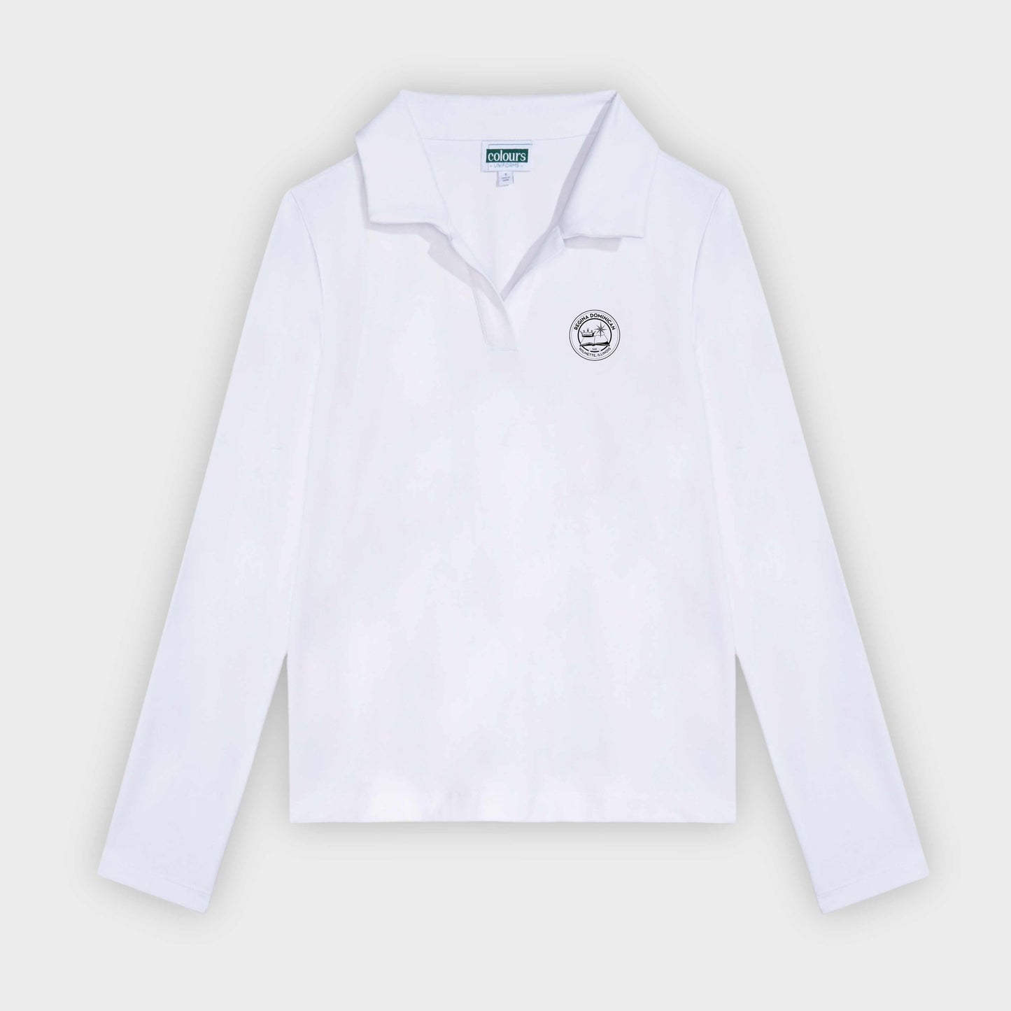 Regina Dominican Cozy Long Sleeve Polo White