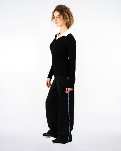 Slouchy Track Trouser Black Blue