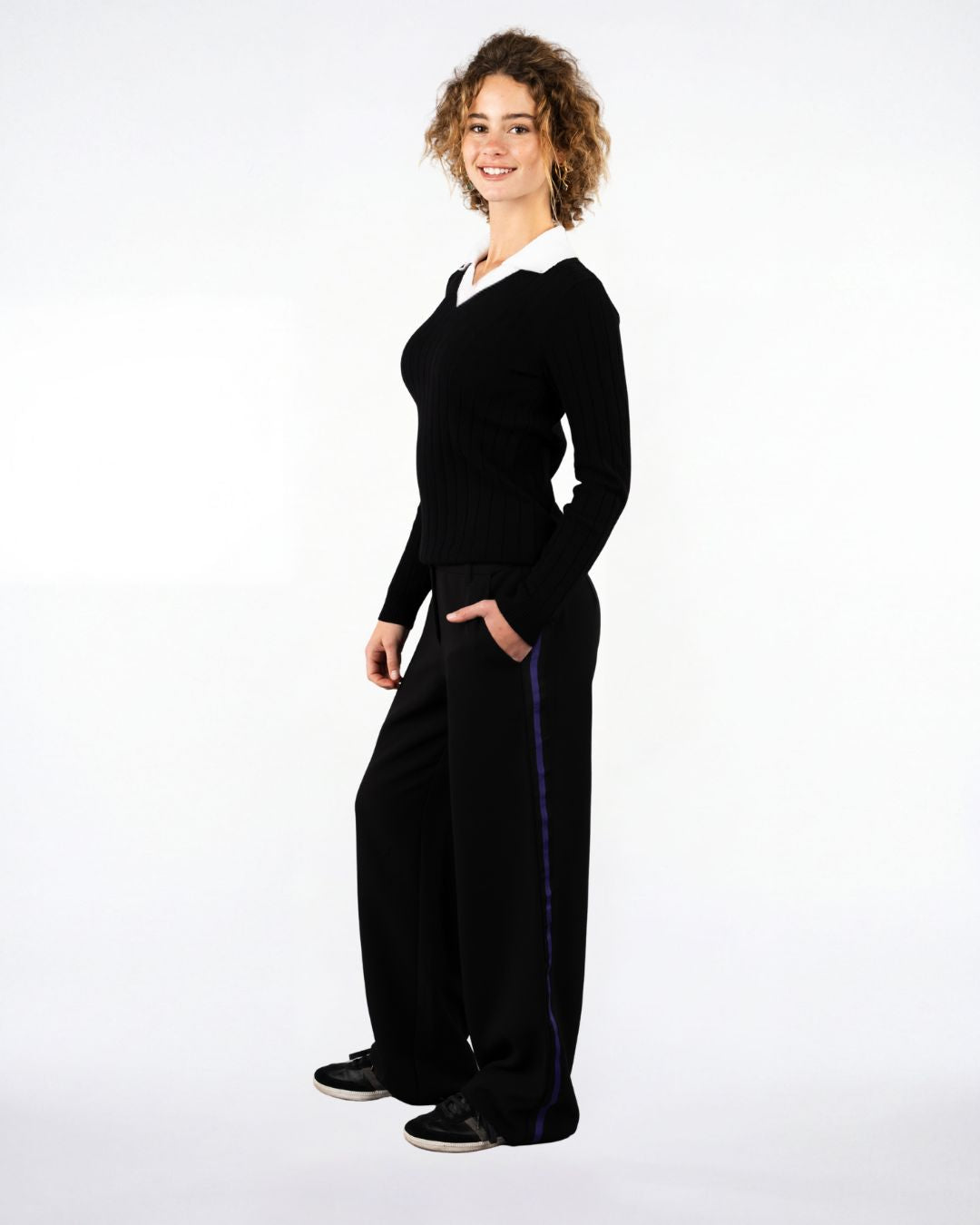 Slouchy Track Trouser Black Purple