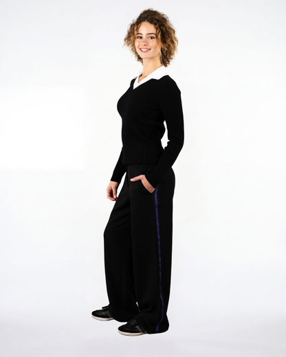 Slouchy Track Trouser Black Purple