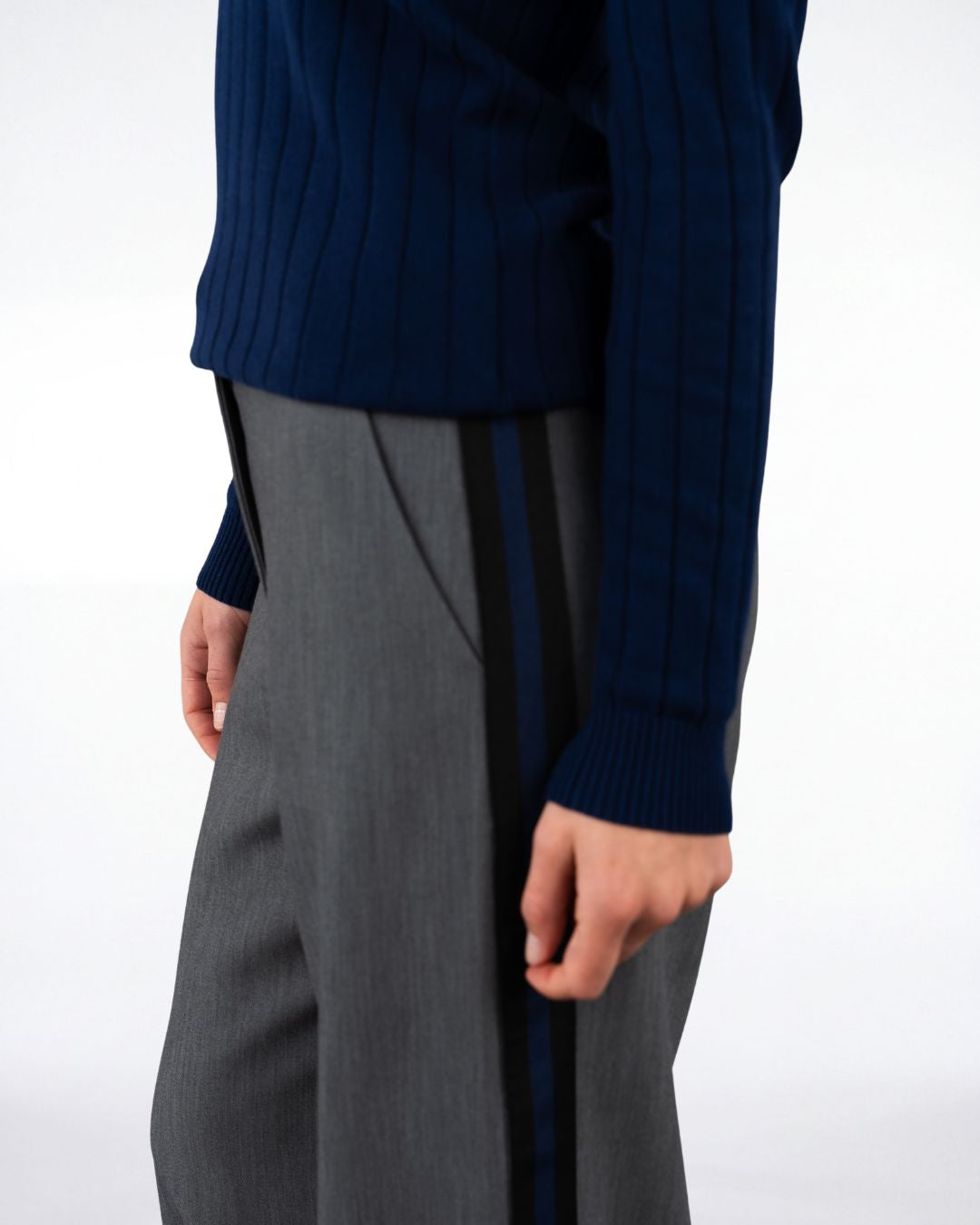 Slouchy Track Trouser Charcoal Black Navy