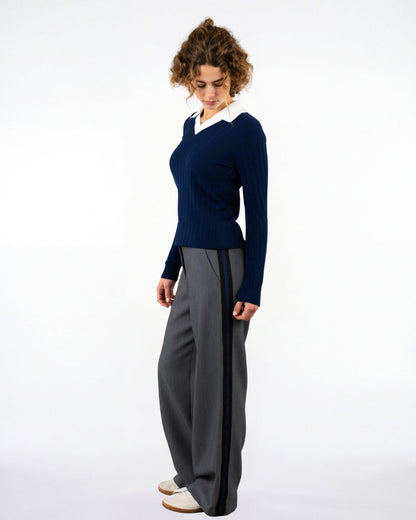 Slouchy Track Trouser Charcoal Black Navy
